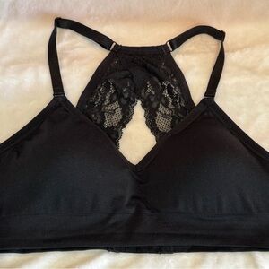 Soft Lace-Back Bralette in Black